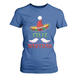 Funny Christmas In Mexico T Shirt For Women Feliz Navidad Sombrero Santa Hat TS11 Royal Blue Print Your Wear