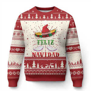Funny Christmas In Mexico Ugly Christmas Sweater Feliz Navidad Sombrero Santa Hat TS11 Red Print Your Wear