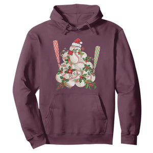 Funny Christmas Baseball Hoodie Santa Sports Balls Snow Xmas Tree TS11 Maroon Print Your Wear