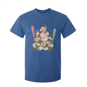 Funny Christmas Baseball T Shirt For Kid Santa Sports Balls Snow Xmas Tree TS11 Royal Blue Print Your Wear