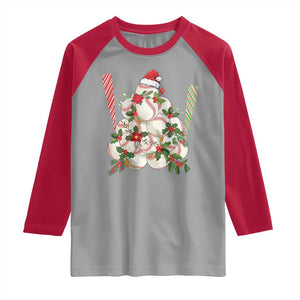 Funny Christmas Baseball Raglan Shirt Santa Sports Balls Snow Xmas Tree TS11 Sport Gray Red Print Your Wear
