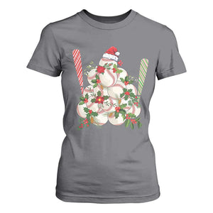 Funny Christmas Baseball T Shirt For Women Santa Sports Balls Snow Xmas Tree TS11 Charcoal Print Your Wear