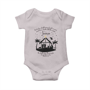 Christian Christmas Baby Onesie And She Shall Bring Forth A Son And Thou Shalt Call His Name Jesus TS11 Ice Gray Print Your Wear