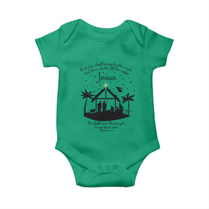 Christian Christmas Baby Onesie And She Shall Bring Forth A Son And Thou Shalt Call His Name Jesus TS11 Irish Green Print Your Wear