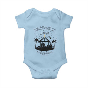 Christian Christmas Baby Onesie And She Shall Bring Forth A Son And Thou Shalt Call His Name Jesus TS11 Light Blue Print Your Wear