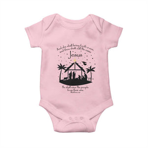 Christian Christmas Baby Onesie And She Shall Bring Forth A Son And Thou Shalt Call His Name Jesus TS11 Light Pink Print Your Wear
