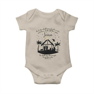 Christian Christmas Baby Onesie And She Shall Bring Forth A Son And Thou Shalt Call His Name Jesus TS11 Sand Print Your Wear