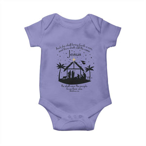 Christian Christmas Baby Onesie And She Shall Bring Forth A Son And Thou Shalt Call His Name Jesus TS11 Violet Print Your Wear