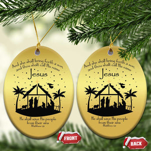 Christian Xmas Christmas Ornament And She Shall Bring Forth A Son And Thou Shalt Call His Name Jesus TS11 Oval Gold Print Your Wear