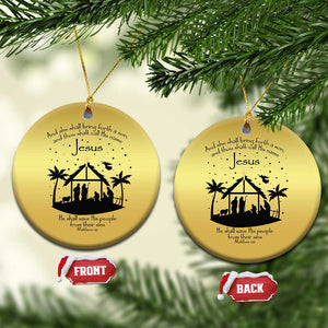 Christian Xmas Christmas Ornament And She Shall Bring Forth A Son And Thou Shalt Call His Name Jesus TS11 Circle Gold Print Your Wear