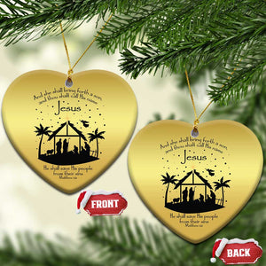 Christian Xmas Christmas Ornament And She Shall Bring Forth A Son And Thou Shalt Call His Name Jesus TS11 Heart Gold Print Your Wear