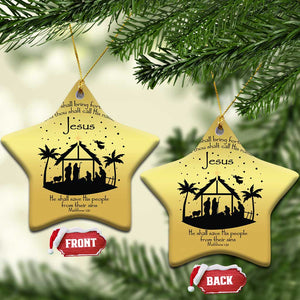 Christian Xmas Christmas Ornament And She Shall Bring Forth A Son And Thou Shalt Call His Name Jesus TS11 Star Gold Print Your Wear