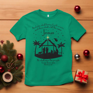 Christian Christmas T Shirt And She Shall Bring Forth A Son And Thou Shalt Call His Name Jesus TS11 Irish Green Print Your Wear