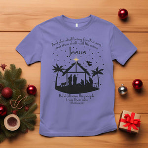Christian Christmas T Shirt And She Shall Bring Forth A Son And Thou Shalt Call His Name Jesus TS11 Violet Print Your Wear