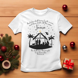 Christian Christmas T Shirt And She Shall Bring Forth A Son And Thou Shalt Call His Name Jesus TS11 White Print Your Wear