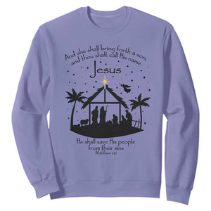 Christian Christmas Sweatshirt And She Shall Bring Forth A Son And Thou Shalt Call His Name Jesus TS11 Violet Print Your Wear