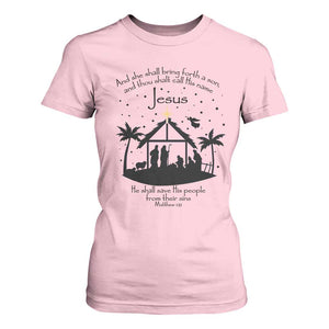 Christian Christmas T Shirt For Women And She Shall Bring Forth A Son And Thou Shalt Call His Name Jesus TS11 Light Pink Print Your Wear