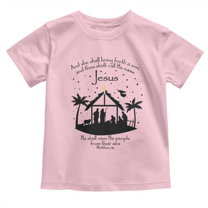 Christian Christmas Toddler T Shirt And She Shall Bring Forth A Son And Thou Shalt Call His Name Jesus TS11 Light Pink Print Your Wear