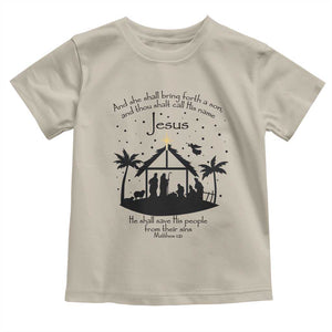 Christian Christmas Toddler T Shirt And She Shall Bring Forth A Son And Thou Shalt Call His Name Jesus TS11 Sand Print Your Wear