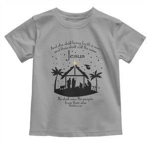 Christian Christmas Toddler T Shirt And She Shall Bring Forth A Son And Thou Shalt Call His Name Jesus TS11 Sport Gray Print Your Wear