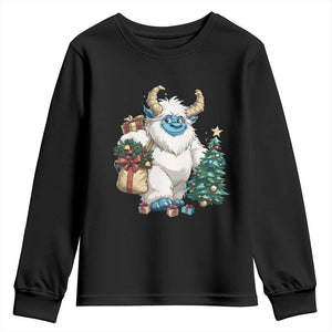 Funny Yule Yeti Youth Sweatshirt Christmas Mythical Creature Winter Solstice TS11 Black Print Your Wear