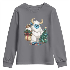 Funny Yule Yeti Youth Sweatshirt Christmas Mythical Creature Winter Solstice TS11 Charcoal Print Your Wear