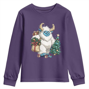 Funny Yule Yeti Youth Sweatshirt Christmas Mythical Creature Winter Solstice TS11 Purple Print Your Wear