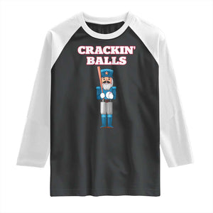 Funny Nutcracker Baseball Raglan Shirt Crackin' Balls Baseball Players TS11 Black White Print Your Wear