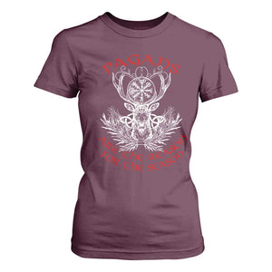 Pagans Are The Reason For The Season T Shirt For Women Yule Pagan Christmas Vegvisir Symbol TS11 Maroon Print Your Wear