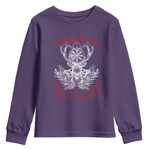 Pagans Are The Reason For The Season Youth Sweatshirt Yule Pagan Christmas Vegvisir Symbol TS11 Purple Print Your Wear