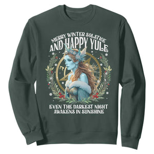 Yule Sweatshirt Merry Winter Solstice And Happy Yule Marzanna Xmas TS11 Dark Forest Green Print Your Wear