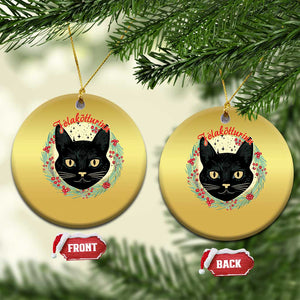 Funny Yule Cat Christmas Ornament Jólakötturinn Yule Xmas Black Cat TS11 Circle Gold Print Your Wear