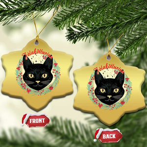 Funny Yule Cat Christmas Ornament Jólakötturinn Yule Xmas Black Cat TS11 Snow Flake Gold Print Your Wear