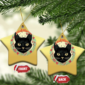 Funny Yule Cat Christmas Ornament Jólakötturinn Yule Xmas Black Cat TS11 Star Gold Print Your Wear