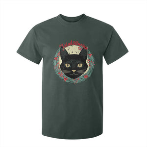Funny Yule Cat T Shirt For Kid Jlaktturinn Yule Christmas Black Cat TS11 Dark Forest Green Print Your Wear