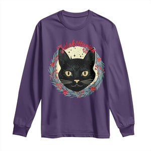 Funny Yule Cat Long Sleeve Shirt Jlaktturinn Yule Christmas Black Cat TS11 Purple Print Your Wear