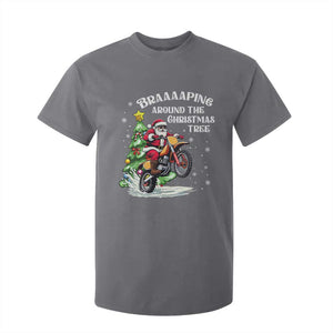 Funny Christmas Biker T Shirt For Kid Braaaaping Around The Christmas Tree Dirt Bike Santa TS11 Charcoal Print Your Wear