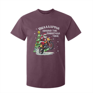 Funny Christmas Biker T Shirt For Kid Braaaaping Around The Christmas Tree Dirt Bike Santa TS11 Maroon Print Your Wear