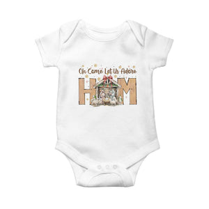 Oh Come Let Us Adore Him Baby Onesie Christian Christmas Nativity Scene TS11 White Print Your Wear