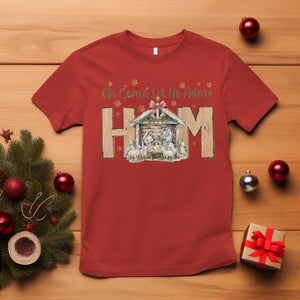 Oh Come Let Us Adore Him T Shirt Christian Christmas Nativity Scene TS11 Red Print Your Wear