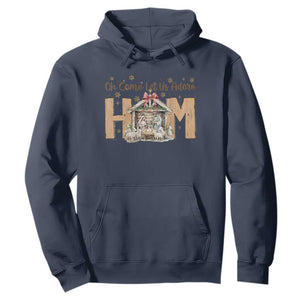 Oh Come Let Us Adore Him Hoodie Christian Christmas Nativity Scene TS11 Navy Print Your Wear