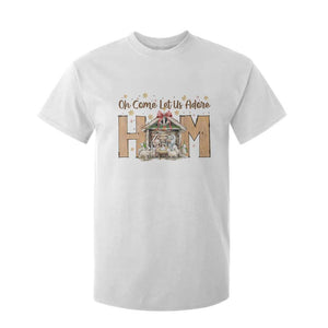 Oh Come Let Us Adore Him T Shirt For Kid Christian Christmas Nativity Scene TS11 White Print Your Wear