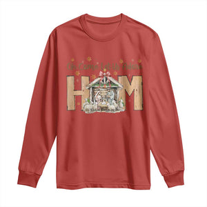 Oh Come Let Us Adore Him Long Sleeve Shirt Christian Christmas Nativity Scene TS11 Red Print Your Wear
