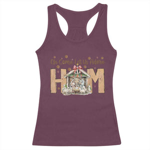 Oh Come Let Us Adore Him Racerback Tank Top Christian Christmas Nativity Scene TS11 Maroon Print Your Wear