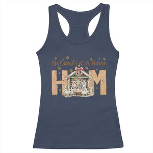 Oh Come Let Us Adore Him Racerback Tank Top Christian Christmas Nativity Scene TS11 Navy Print Your Wear
