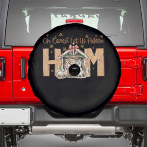 Oh Come Let Us Adore Him Spare Tire Cover Christian Christmas Nativity Scene TS11 Black Print Your Wear