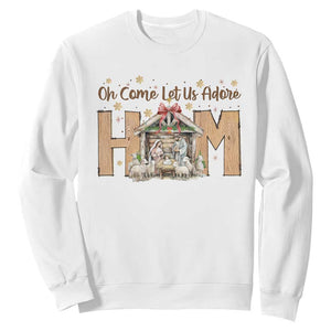 Oh Come Let Us Adore Him Sweatshirt Christian Christmas Nativity Scene TS11 White Print Your Wear