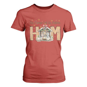 Oh Come Let Us Adore Him T Shirt For Women Christian Christmas Nativity Scene TS11 Red Print Your Wear