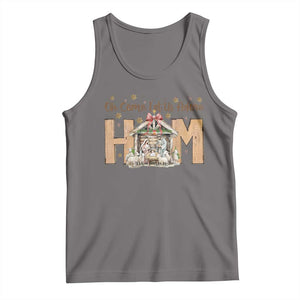 Oh Come Let Us Adore Him Tank Top Christian Christmas Nativity Scene TS11 Deep Heather Print Your Wear