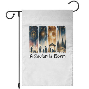 Christian Christmas Garden Flag A Savior Is Born Jesus Nativity Scene TS11 White Print Your Wear